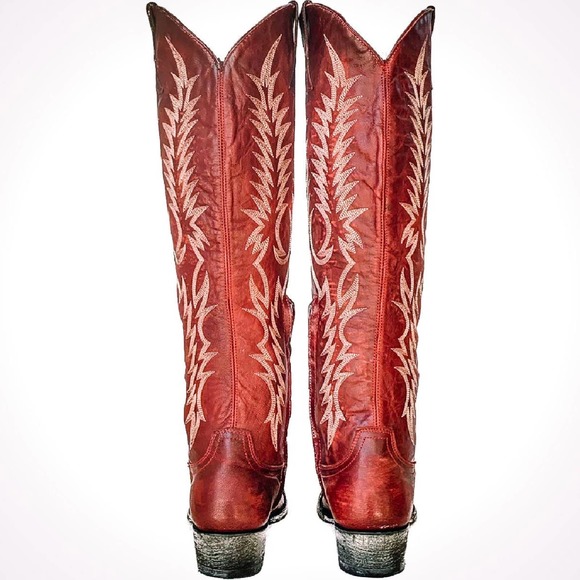 OLD GRINGO Mayra Embroidered Tall Knee High Red Cowgirl Western Boots 8.5 - Picture 3 of 5